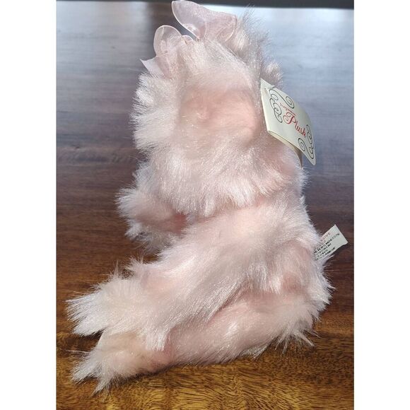 Vintage Progressive Plush Teddy Bear Soft Pink Bow 13" Stuffed Animal Toy origin - Picture 8 of 13